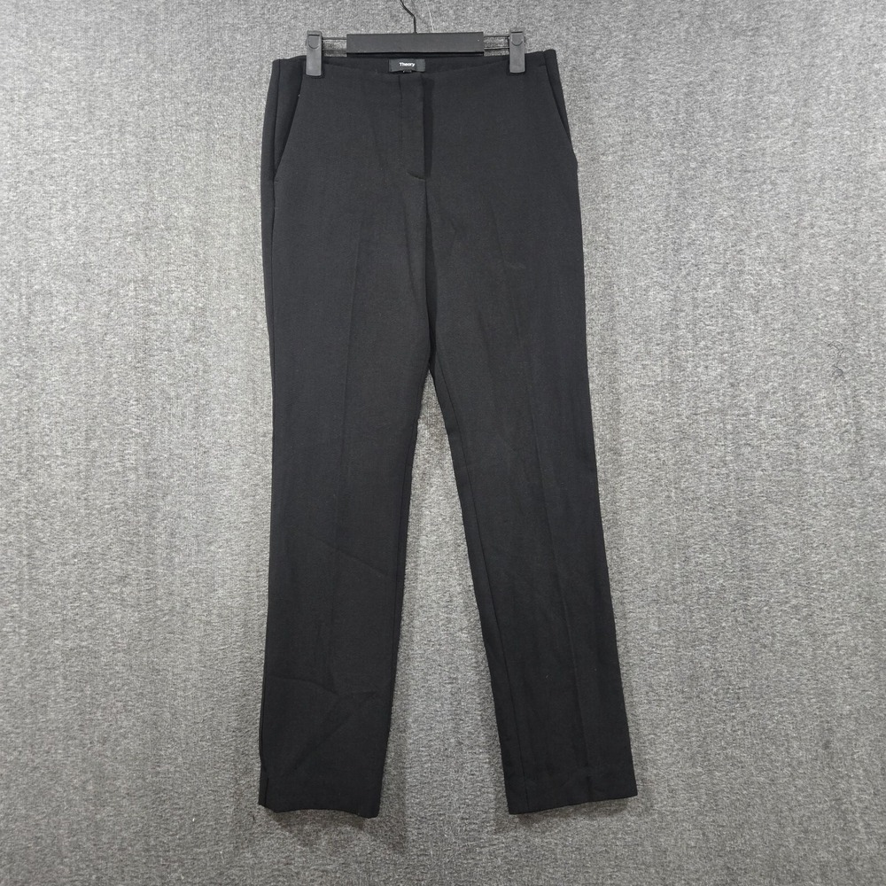 Women Theory Tennyson Pioneer Slim Leg Trouser Pant Black Sz 4 28x30